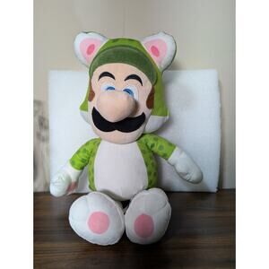 Super Mario Bros 3D World Luigi Cat Plush 24 Inch Stuffed Toy